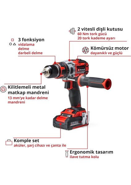 Te-Cd 18 Li-I Kömürsüz Power X-Change Akülü Darbeli Vidalama (Darbe Fonksiyonlu, Li-Ion, 18 modelleri