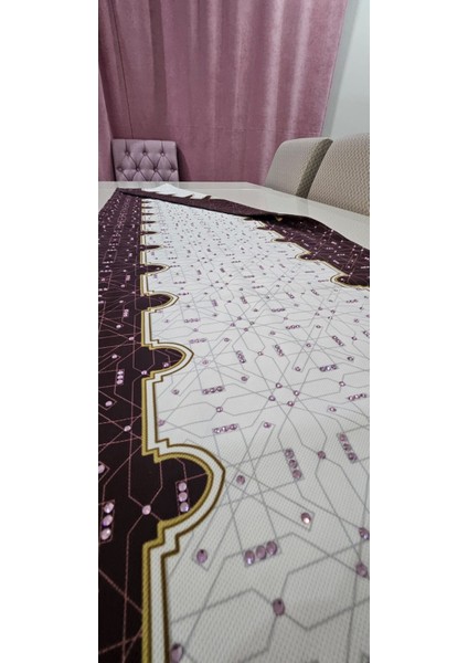 Bordo Otantik Geometrik Desen Tek Yönü Taş Baskılı Runner fiyatları