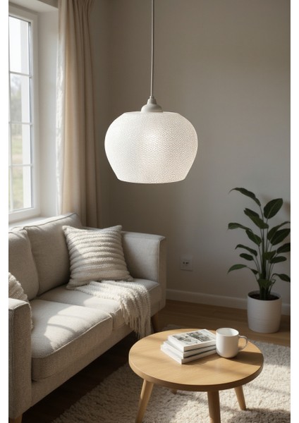 Şeffaf Beyaz Buz Desenli Modern Sarkıt Avize - Dekoratif Avize