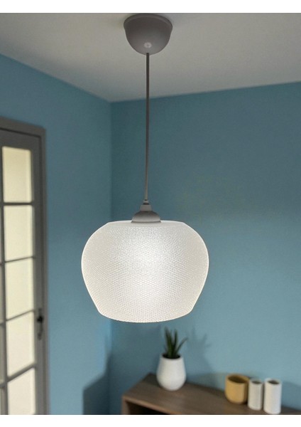 Şeffaf Beyaz Buz Desenli Modern Sarkıt Avize - Dekoratif Avize modelleri