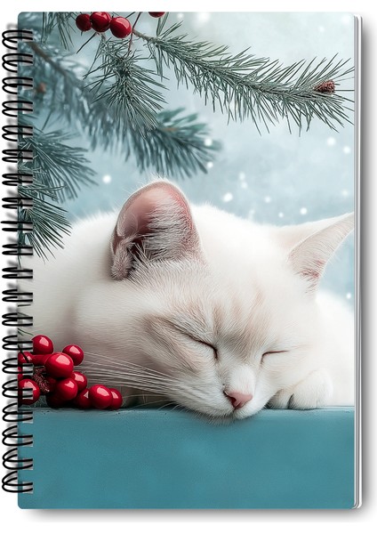 Beyaz Kedi Kış Temalı Tasarım Tel Spiralli 4'lü Hatıra, Günlük, Ajanda, Anı, Okul Defter Seti fiyatları