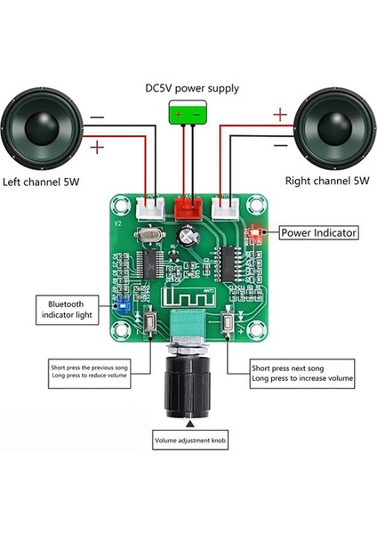XH-A158 PAM8403 Bluetooth 5.0 Kablosuz Hoparlör Amplifikatör Devresi modelleri