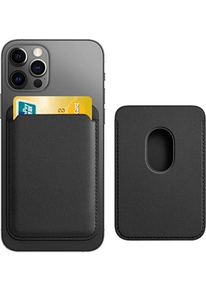 Apple iPhone 11 / 12 / 13 / 14 / 15 / 16 / 17 Serisi ile Uyumlu Deri Cüzdan Magsafe Kartlık