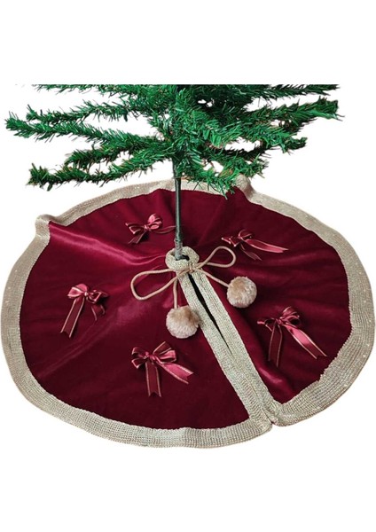 ,yılbaşı Çam Ağacı Altı Örtüsü, Çam Ağacı Ayak Halısı Örtüsü, Bordo Renk, Kadife, 60 cm modelleri