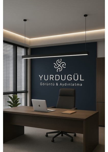 Lineer 120 cm Siyah Kasa 4000K Doğal Beyaz Sarkıt Modern LED Avize Mutfak, Ofis, Mağaza, Salon,