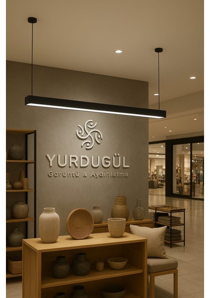 Lineer 120 cm Siyah Kasa 4000K Doğal Beyaz Sarkıt Modern LED Avize Mutfak, Ofis, Mağaza, Salon, fiyatları