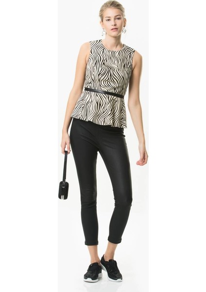 Zebra Desenli Deri Bluz Standart Renk K1859119_089