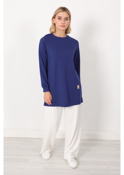 Basic Bisiklet Yaka Armalı Kısa Tunik