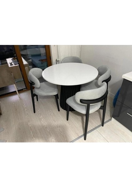 Yuvarlak Ahşap Masa Takımı Bohem 4 Kişilik Mutfak Masa Sandalye Takımı Iskandinav modelleri