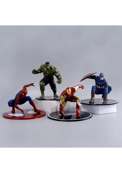 Marvel Yenilmezler Ironman Spiderman Hulk Captain America Özel Stantlı 4lü Oyuncak Figür Karakterler modelleri