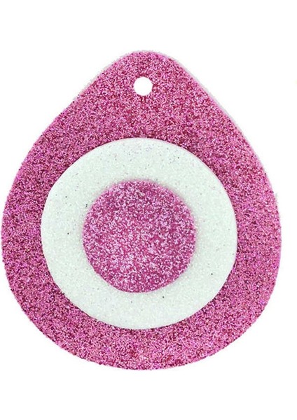 Evadan Nazar Boncuğu Simli 5.5 x 7 cm (25 Adet) Pembe