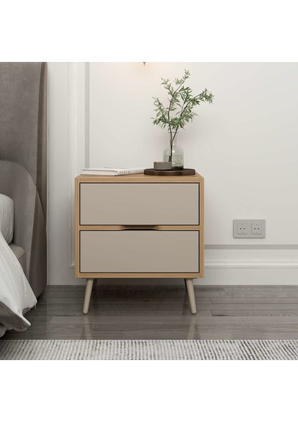 Elina Ayaklı 2 Çekmeceli Komodin - Dore/kumtaşı fiyatları