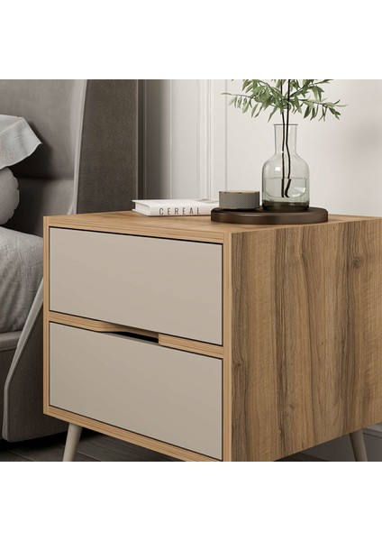 Elina Ayaklı 2 Çekmeceli Komodin - Dore/kumtaşı modelleri