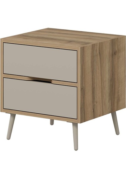 Elina Ayaklı 2 Çekmeceli Komodin - Dore/kumtaşı indirimleri