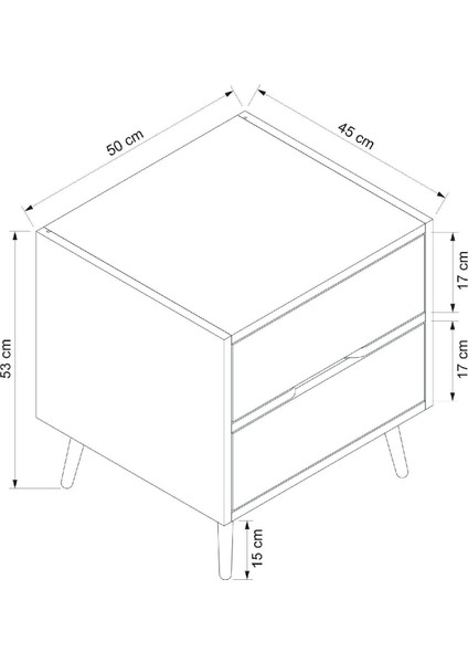 Elina Ayaklı 2 Çekmeceli Komodin - Dore/kumtaşı