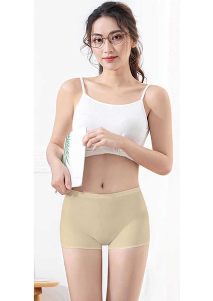 3 Adet Kadın Dikişsiz Görünmez Iz Yapmaz Mini Şort Boxer Ten modelleri
