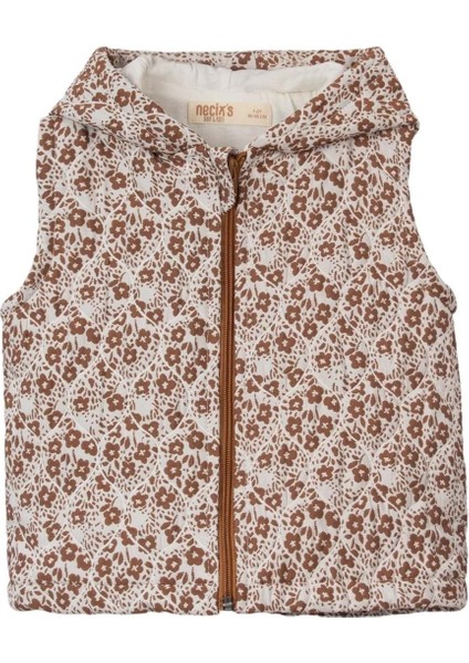 Çiçekli Kapitone Kapüşonlu Yelek Denım Pantolon Üçlü Alt Üst Takım - NEC243272-KAHVERENGI-4 - 5 Yaş Kahverengi fiyatları