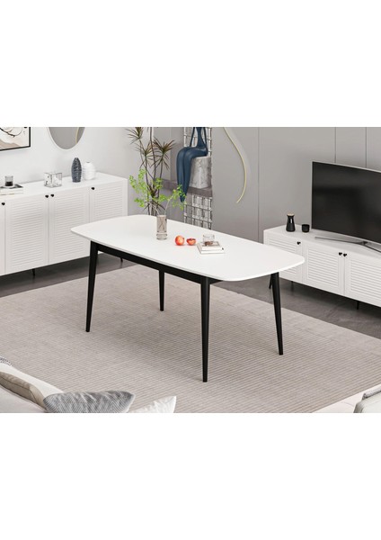 Kale Pandora Açılır Yemek Masası Beyaz/siyah
