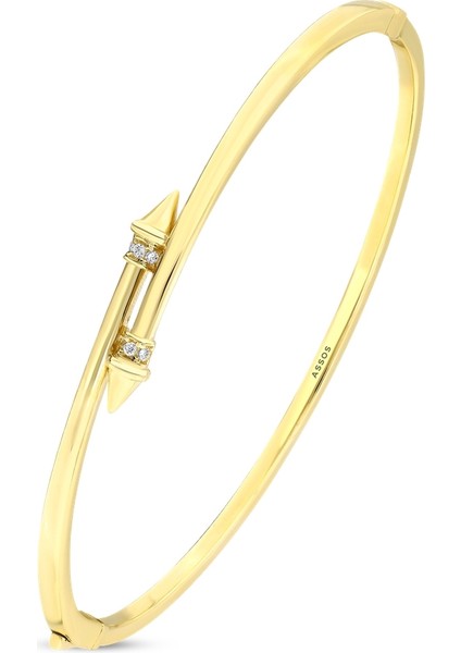 Taşlı Tasarım Altın Kelepçe - 14K fiyatları