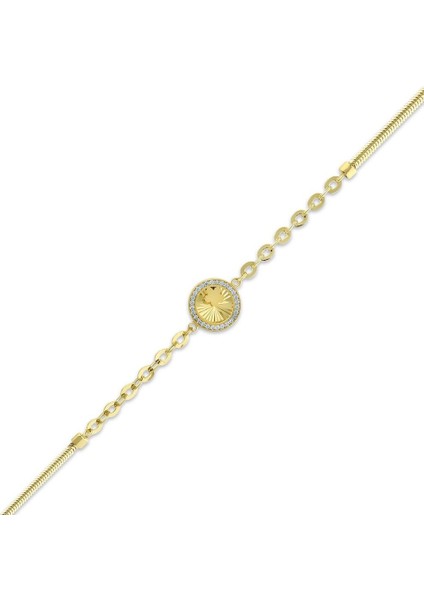 Taşlı Altın Tasarım Bileklik - 14K fiyatları