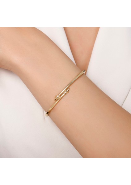 Taşlı Tasarım Altın Kelepçe - 14K modelleri