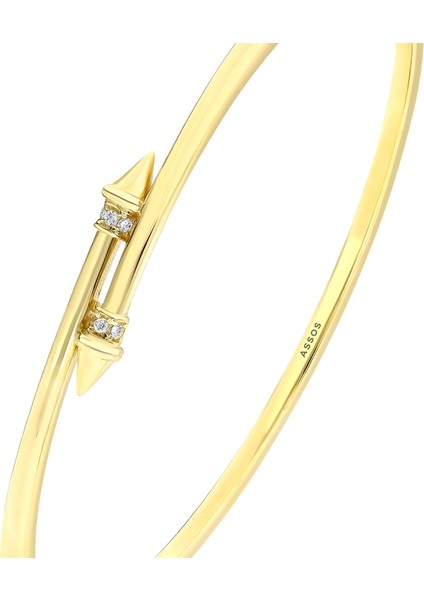 Taşlı Tasarım Altın Kelepçe - 14K fırsatları