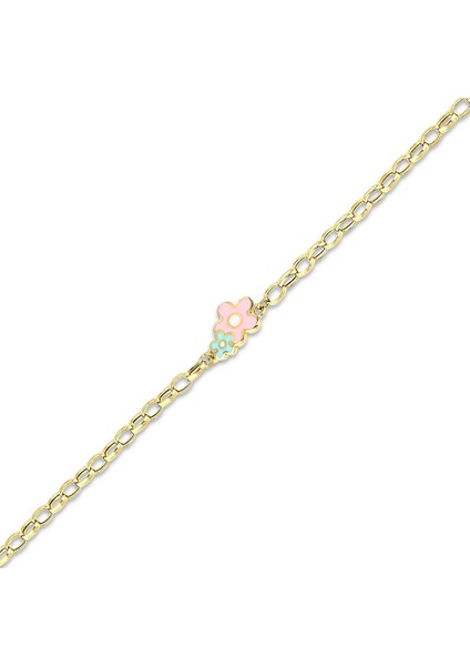 Çiçek Figürlü Altın Çocuk Bileklik - 14K fiyatları