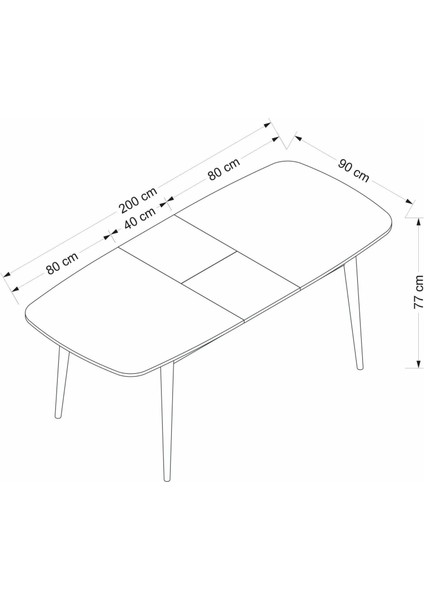 Kale Pandora Açılır Yemek Masası Beyaz/siyah