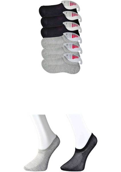 Siyah ve Gri Kadın Görünmez Çorap 6 Çift