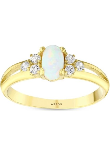 Taşlı Tasarım Altın Yüzük - 14K