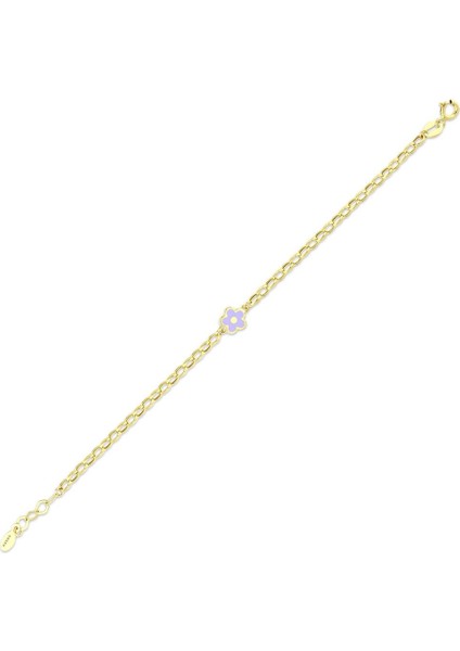Çiçek Figürlü Altın Çocuk Bileklik - 14K