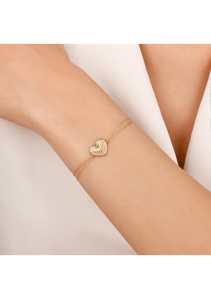 Kalp Figürlü Altın Bileklik - 14K modelleri