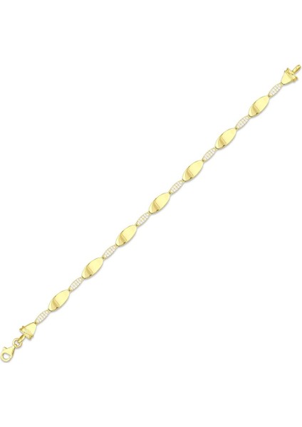 Taşlı Tasarım Altın Bileklik - 14K