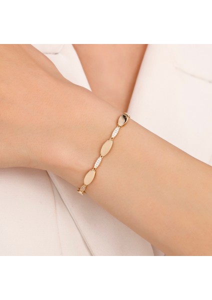 Taşlı Tasarım Altın Bileklik - 14K modelleri