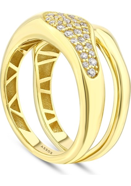 Altın Taşlı Tasarım Yüzük - 14K fiyatları