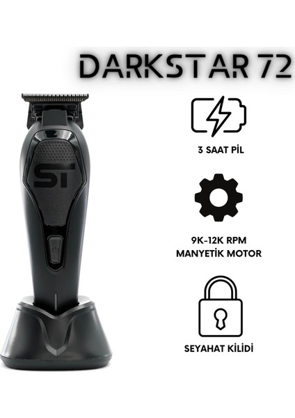 Darkstar 72 Trimmer Tıraş Makinesi 12.000 Rpm Vektör Motor, Dlc T-Blade (T3550), 3 Saat Kablosuz, Hafif & Ultra Sessiz fiyatları