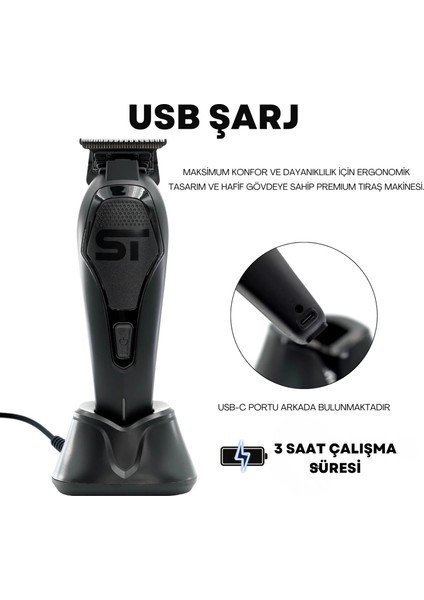 Darkstar 72 Trimmer Tıraş Makinesi 12.000 Rpm Vektör Motor, Dlc T-Blade (T3550), 3 Saat Kablosuz, Hafif & Ultra Sessiz indirimleri