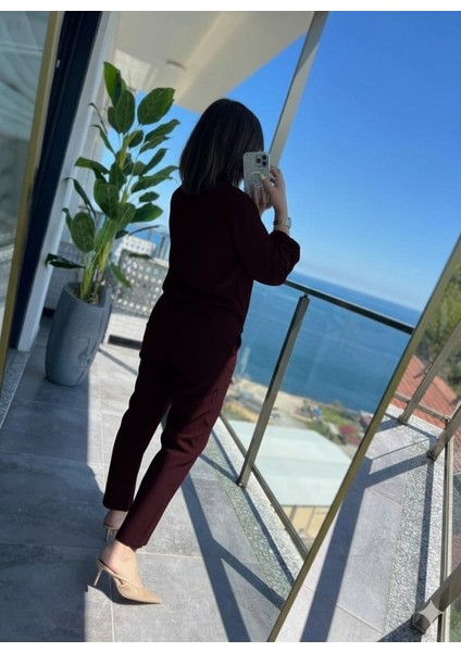 Kadın Uzun Kollu Önden Fermuarlı Modal Ceket ve Pantolon Ikili Takım fırsatları