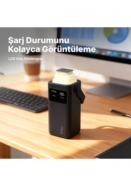 Recharger Extreme LCD 20.000MAH Pd 20W Usb-C ve Lightning Dahili Kablolu LED Fenerli 2BB238 indirimleri