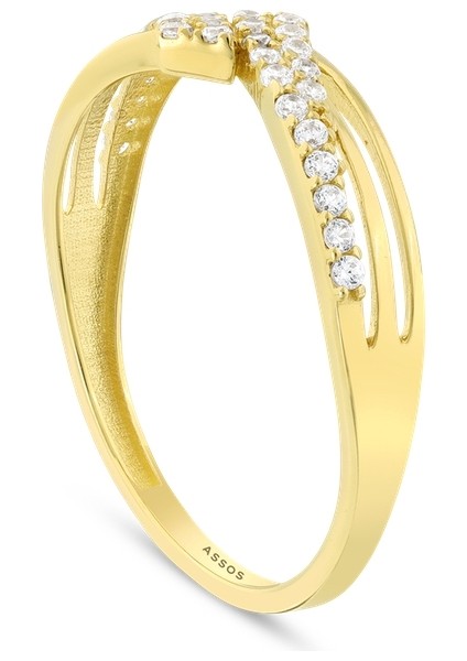 Taşlı Tasarım Altın Yüzük - 14K fiyatları