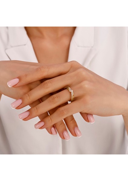 Taşlı Tasarım Altın Yüzük - 14K modelleri