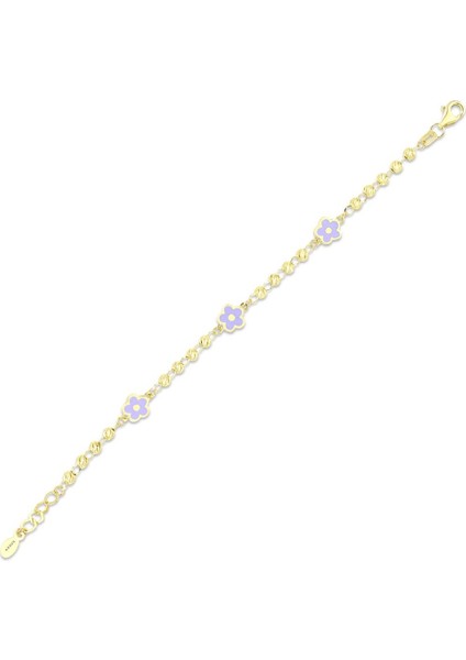 Çiçek Figürlü Altın Çocuk Bileklik - 14K