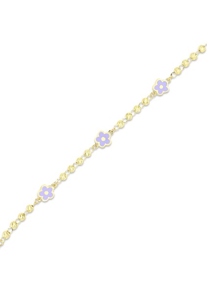 Çiçek Figürlü Altın Çocuk Bileklik - 14K fiyatları