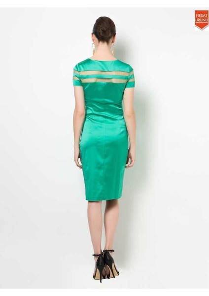 Midi Boy Kısa Kollu Elbise Yeşil Y1511020_012 indirimleri