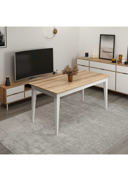 Elina Açılır Yemek Masası - Dore/beyaz