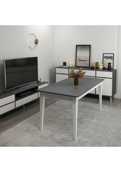 Elina Açılır Yemek Masası - Antrasit/beyaz modelleri