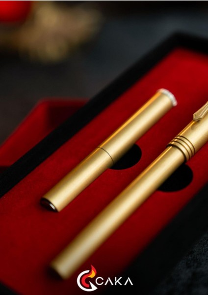 Ateş & Mürekkep Serisi Gold Kalem & Çakmak Seti
