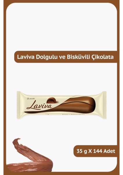 LAVİVA Sütlü Çikolata Dolgulu ve Bisküvili Çikolata - 35 gram - 144 Adet