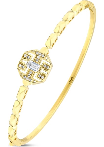 Taşlı Tasarım Altın Kelepçe - 14K fiyatları