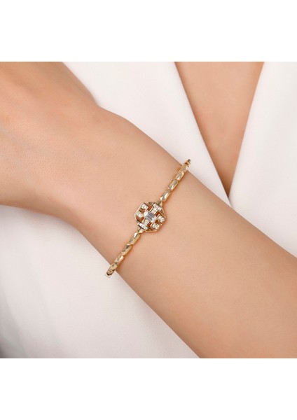 Taşlı Tasarım Altın Kelepçe - 14K modelleri